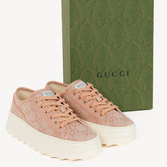 Gucci Pink New Canvas GG Monogram Platform Sneakers - Picture 11 of 11